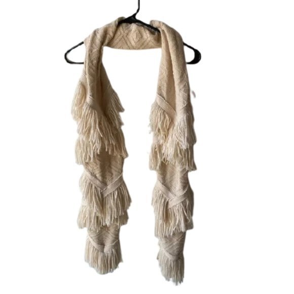 Urban Outfitters Light Pink Fringed Knit Scarf - Picture 1 of 7